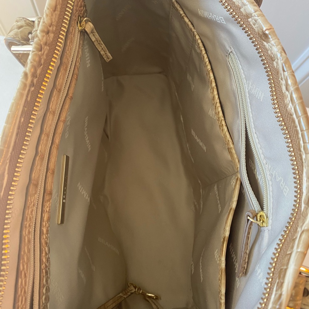 Brahmin Beige Croc-Embossed Handbag - Picture 3 of 8